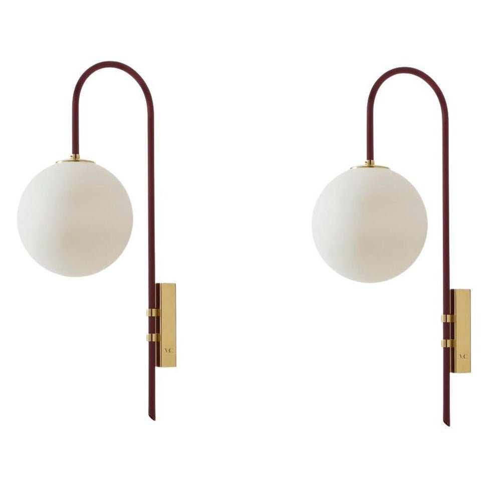 Red Brass Wall Lamp 06 by Magic Circus Editions, Set of 2