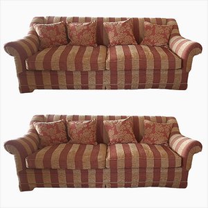 Red & Brown Camel 2-Seater Sofa, Set of 2-TCS-1347518