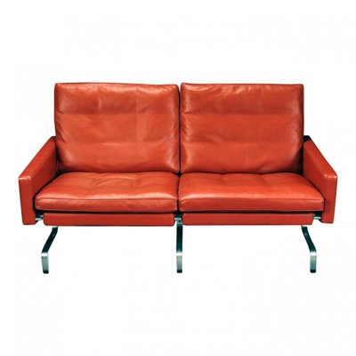 Red Brown Patinated Leather Pk-31/2 Sofa by Poul Kjærholm for Fritz Hansen, 1990s-MTD-1400833