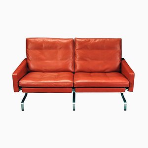 Red Brown Patinated Leather Pk-31/2 Sofa by Poul Kjærholm for Fritz Hansen, 1990s-MTD-1400833