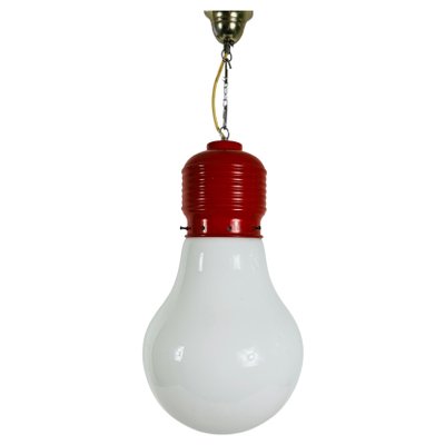 Red Bulb Pendant Light attributed to Ingo Maurer-PUK-1351422