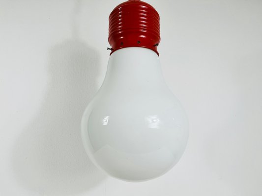 Red Bulb Pendant Light attributed to Ingo Maurer-PUK-1351422