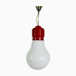 Red Bulb Pendant Light attributed to Ingo Maurer-PUK-1351422