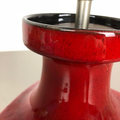 Red Ceramic Studio Pottery Table Light by Cari Zalloni for Fohr, Germany, 1970s-QZ-1125105