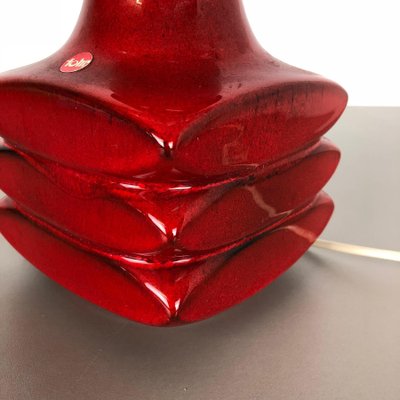 Red Ceramic Studio Pottery Table Light by Cari Zalloni for Fohr, Germany, 1970s-QZ-1125105