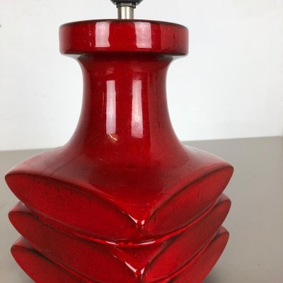 Red Ceramic Studio Pottery Table Light by Cari Zalloni for Fohr, Germany, 1970s-QZ-1125105