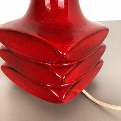 Red Ceramic Studio Pottery Table Light by Cari Zalloni for Fohr, Germany, 1970s-QZ-1125105