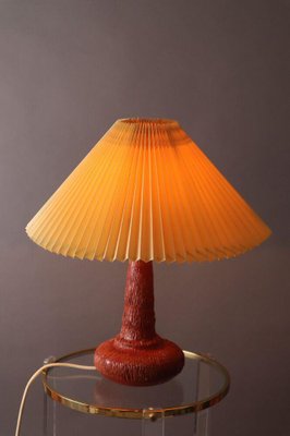 Red Ceramic Table Lamp from Studio pottery HH, Denmark-ESB-1376546