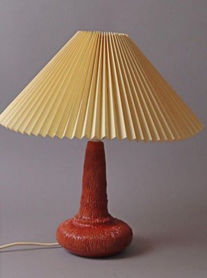 Red Ceramic Table Lamp from Studio pottery HH, Denmark-ESB-1376546