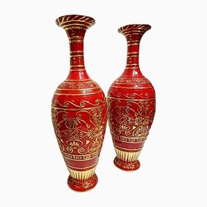 Red Ceramic Vases, 1960s, Set of 2-FIP-1168282