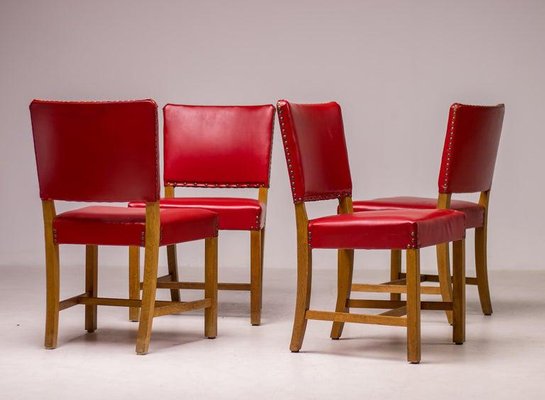 Red Chairs by Kaare Klint for Rud. Rasmussen, Set of 4-WN-1359998