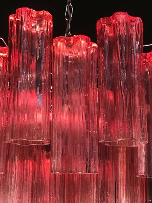 Red Coral Murano Glass Tronchi Chandeliers, 1970, Set of 2-MBH-1032395