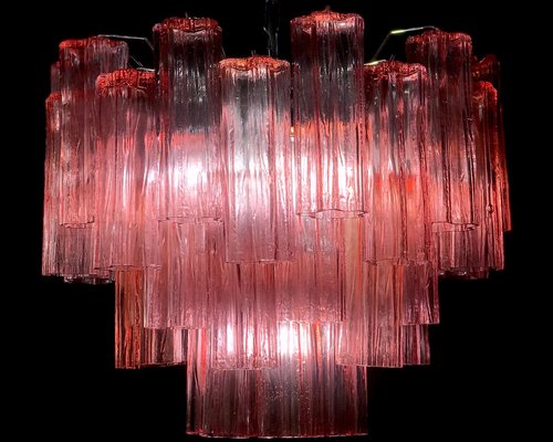 Red Coral Murano Glass Tronchi Chandeliers, 1970, Set of 2-MBH-1032395