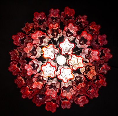 Red Coral Murano Glass Tronchi Chandeliers, 1970, Set of 2-MBH-1032395