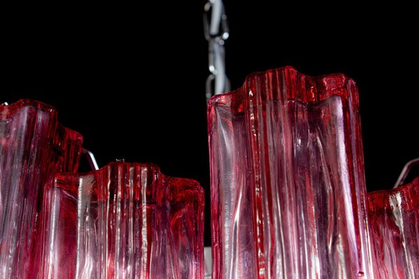 Red Coral Murano Glass Tronchi Chandeliers, 1970, Set of 2-MBH-1032395