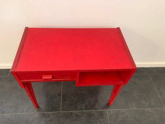 Red Desk with Drawer and Compartment, 1950s-IJR-1723105