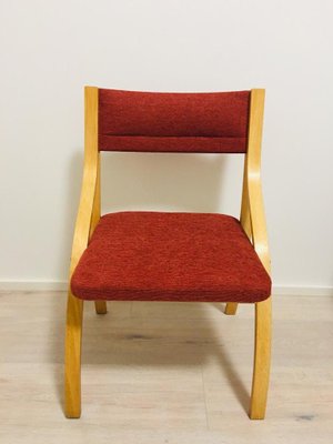 Red Dining Chairs by Ludvig Volak for Drevopodnik Holesov, 1950s, Set of 4-YNX-714037