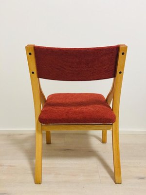 Red Dining Chairs by Ludvig Volak for Drevopodnik Holesov, 1950s, Set of 4-YNX-714037