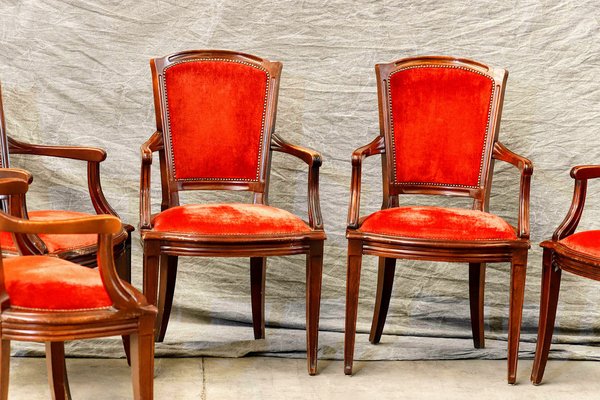 Red Dining Chairs, Set of 4-PTH-1371712