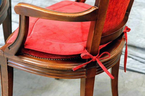 Red Dining Chairs, Set of 4-PTH-1371712