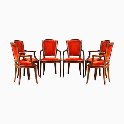 Red Dining Chairs, Set of 6-PTH-1338112