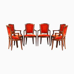 Red Dining Chairs, Set of 6-PTH-1338112