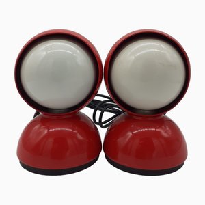 Red Eclipse Table Lamps by Vico Magistretti for Artemide, Italy, 1966, Set of 2-PCO-2043050