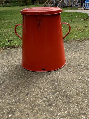 Red Enamel Bin, 1950s-OXJ-1792871