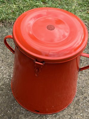 Red Enamel Bin, 1950s-OXJ-1792871