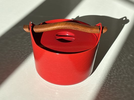 Red Enamel Cast Iron Pot by Timo Sarpaneva for Rosenlew, 1960s-WZP-2021126