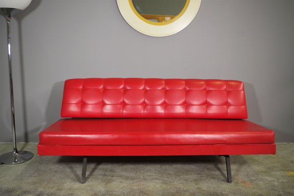 Red Faux Leather Sofa, 1970s-KNM-891430