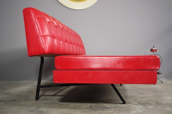 Red Faux Leather Sofa, 1970s-KNM-891430