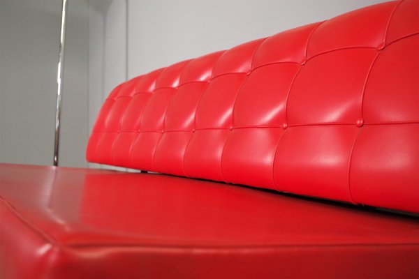 Red Faux Leather Sofa, 1970s-KNM-891430