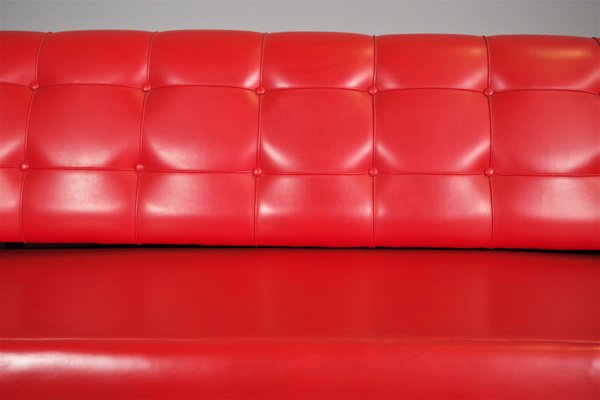 Red Faux Leather Sofa, 1970s-KNM-891430