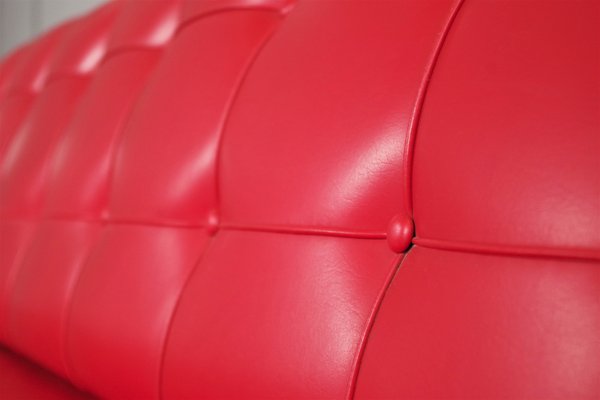 Red Faux Leather Sofa, 1970s-KNM-891430