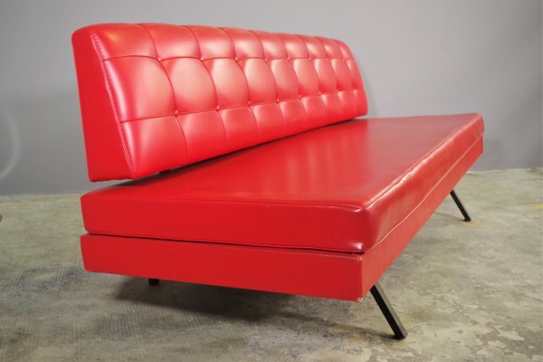 Red Faux Leather Sofa, 1970s-KNM-891430