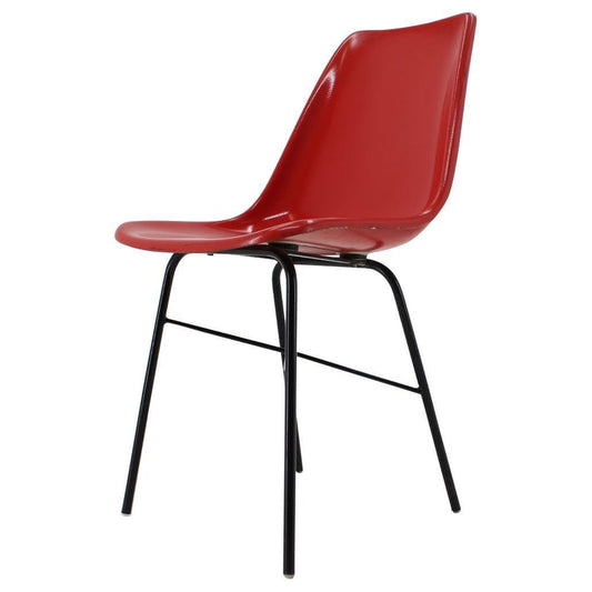 Red Fiberglass Dining or Desk Chair, Czechoslovakia, 1960s