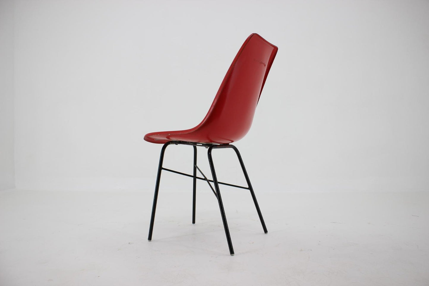 Red Fiberglass Dining or Desk Chair, Czechoslovakia, 1960s