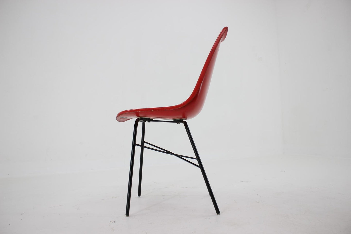 Red Fiberglass Dining or Desk Chair, Czechoslovakia, 1960s