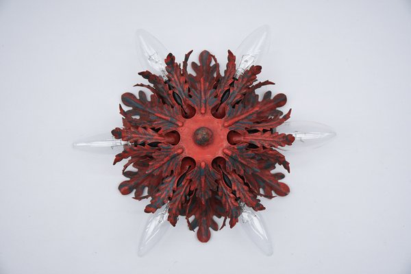 Red Florentine Ceiling Lamp by Banci Firenze, 1960s-KQB-1749468