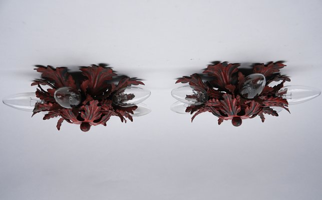 Red Florentine Ceiling Lamp by Banci Firenze, 1960s-KQB-1750111