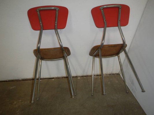 Red Formic Chairs Set, 1970s, Set of 4-WWQ-1109656