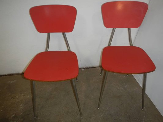 Red Formic Chairs Set, 1970s, Set of 4-WWQ-1109656