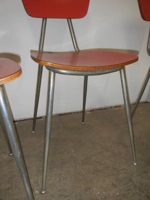 Red Formic Chairs Set, 1970s, Set of 4-WWQ-1109656