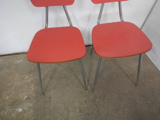 Red Formic Chairs Set, 1970s, Set of 4-WWQ-1109656