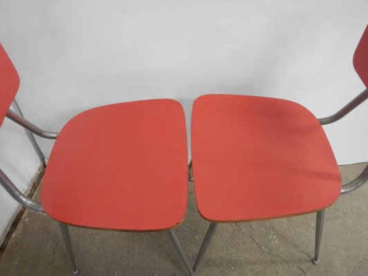 Red Formic Chairs Set, 1970s, Set of 4-WWQ-1109656