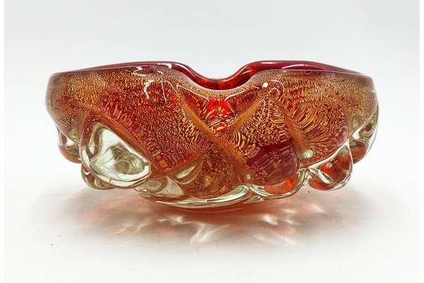 Red Glass Ashtray, Italy, 1970s-BXB-1408981