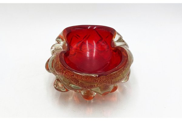 Red Glass Ashtray, Italy, 1970s-BXB-1408981