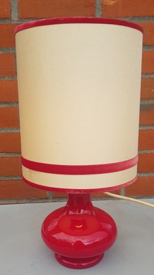 Red Glass Base Table Lamps, 1960s, Set of 2-QDP-1371762