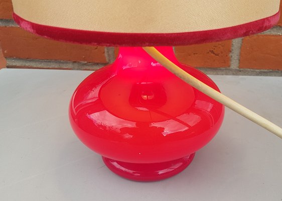 Red Glass Base Table Lamps, 1960s, Set of 2-QDP-1371762